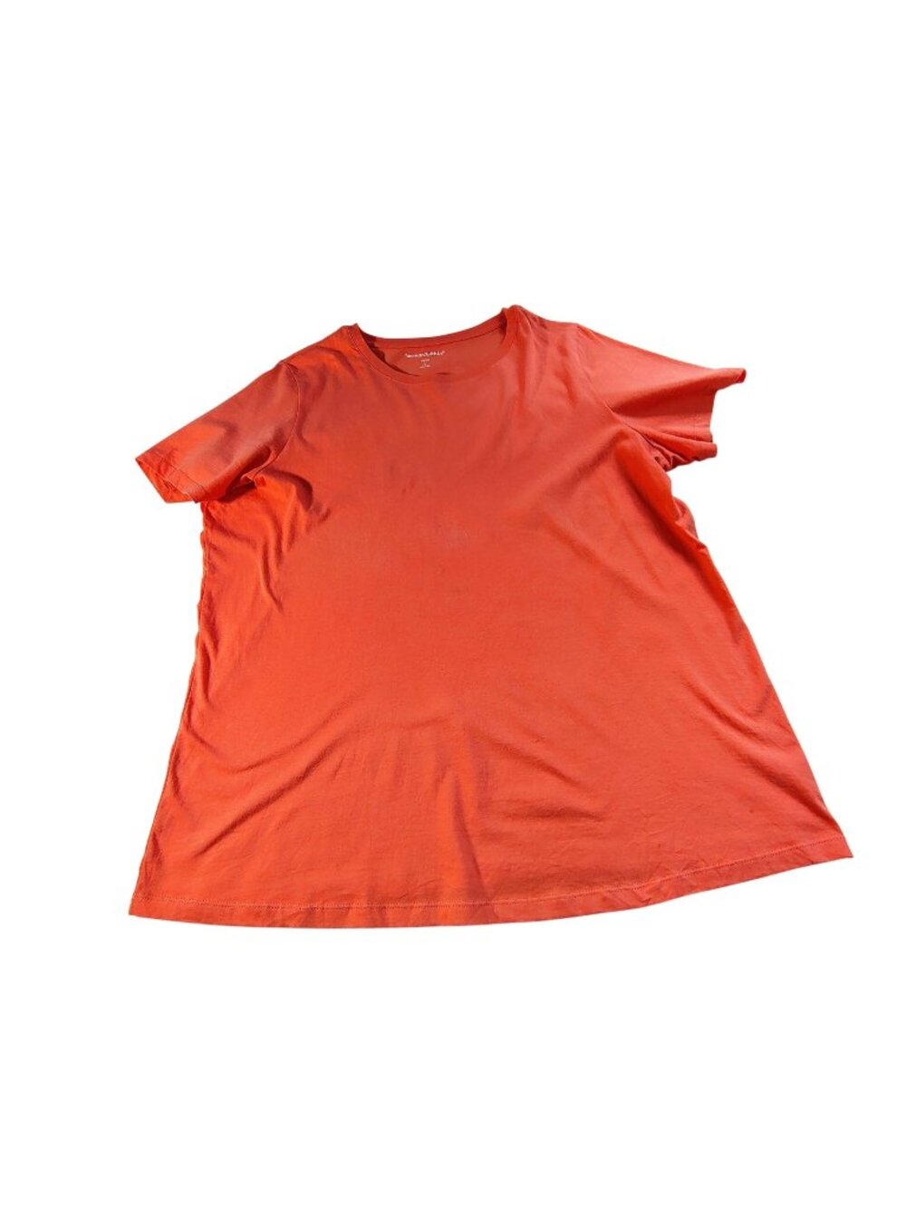 Woman Within Womens Orange Cotton Short-Sleeve T-Shirt Size L Crew Neck